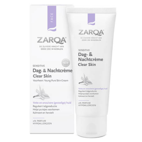 ZARQA CLEAR SKIN VEIDO KREMAS Į AKNĘ LINKUSIAI ODAI, 75 ML